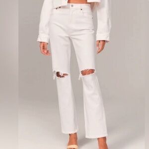Abercrombie and Fitch 90’s High Rise Ankle Straight in White size  4 Short
